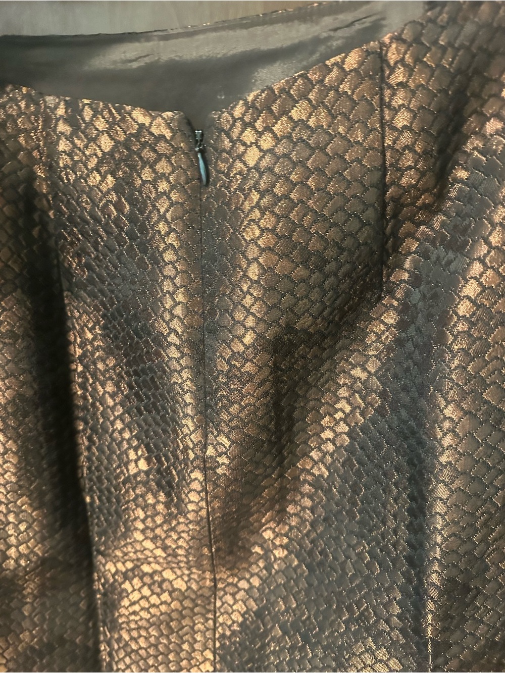 Kay Unger Women's Metallic Textured Brown Blazer Jacket and Skirt Set - Picture 7 of 9